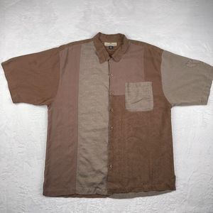 Tommy Bahama Shirt Mens Extra Large Brown Button Up Hawaiian Silk Martini Girl